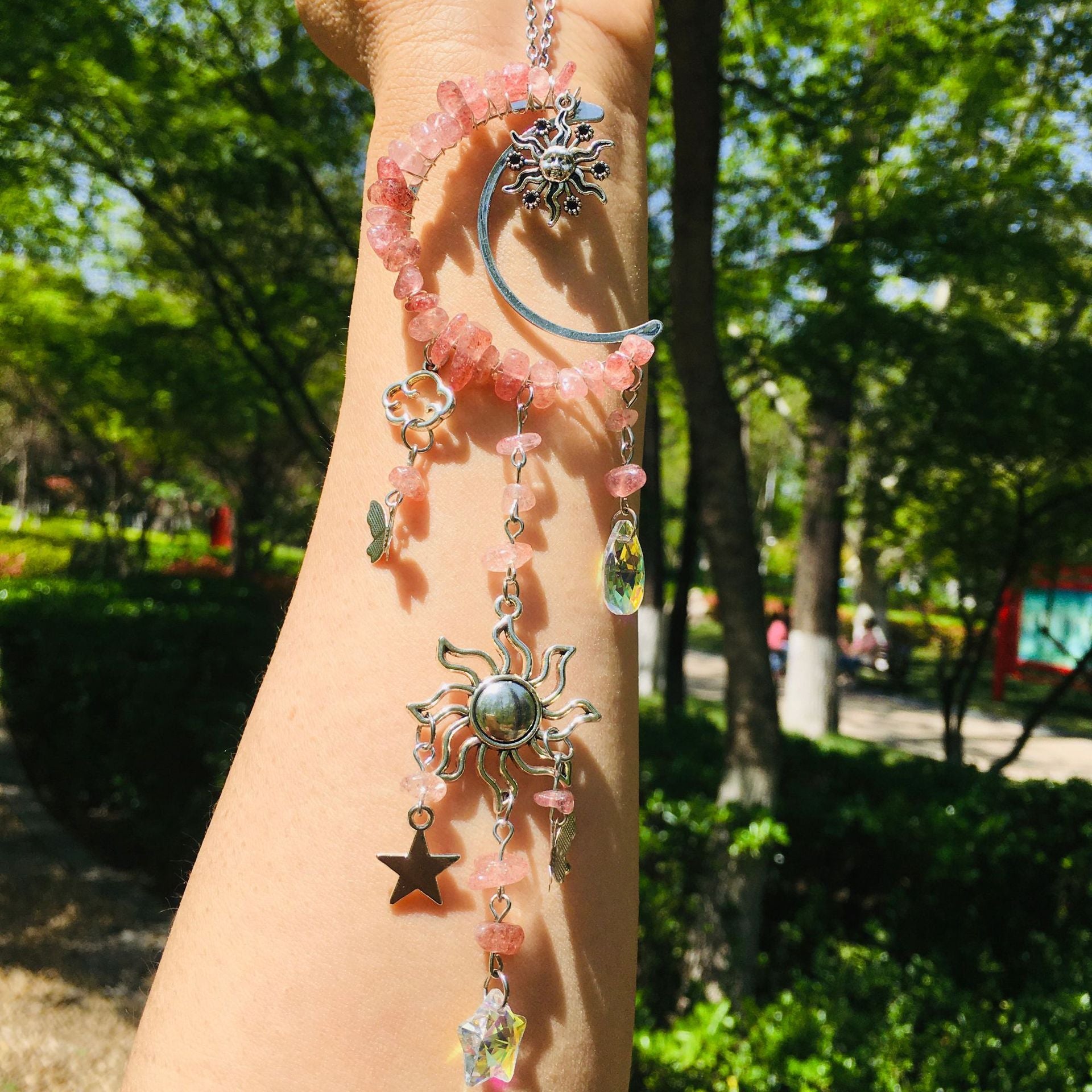 Wholesale Natural Crystal Gravel Double Sun Sun Catcher Wind Chime ACC-WS-RongGuan006