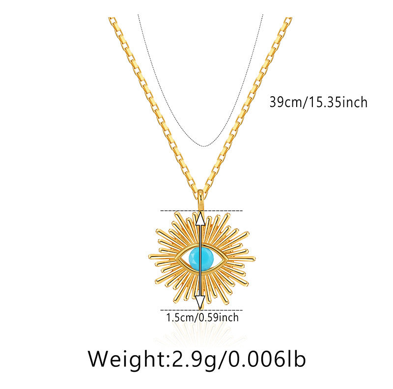Wholesale Handmade Turquoise Beaded Necklace 18K Gold Plated Clavicle Chain Boutique Resale