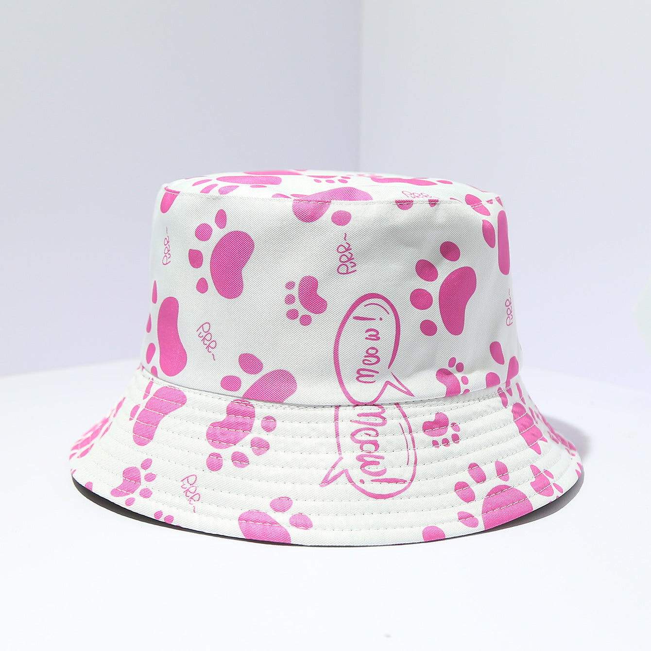 Wholesale Cat Paw Full Print Double Sided Bucket Hat Cute Flamingo ACC-HT-DaQi006