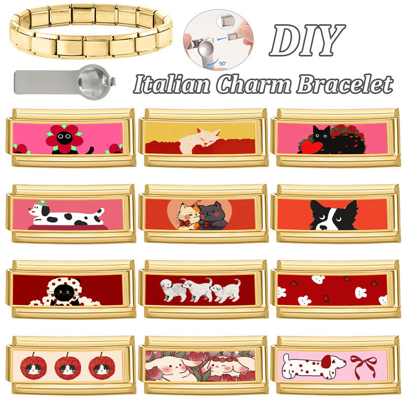 Wholesale 9mm Italian Charm Starter Bracelets DIY Long Animal Stainless Steel Composable Bracelet