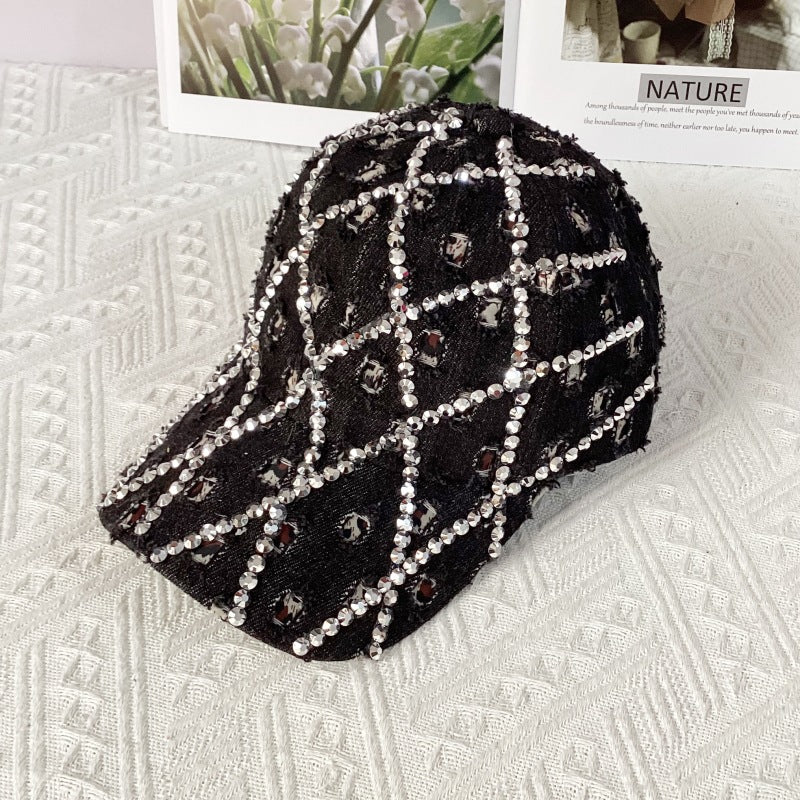 Wholesale  Ripped Leopard Washed Cowboy Hat  Diamond Rhinestone Fashion Baseball Cap