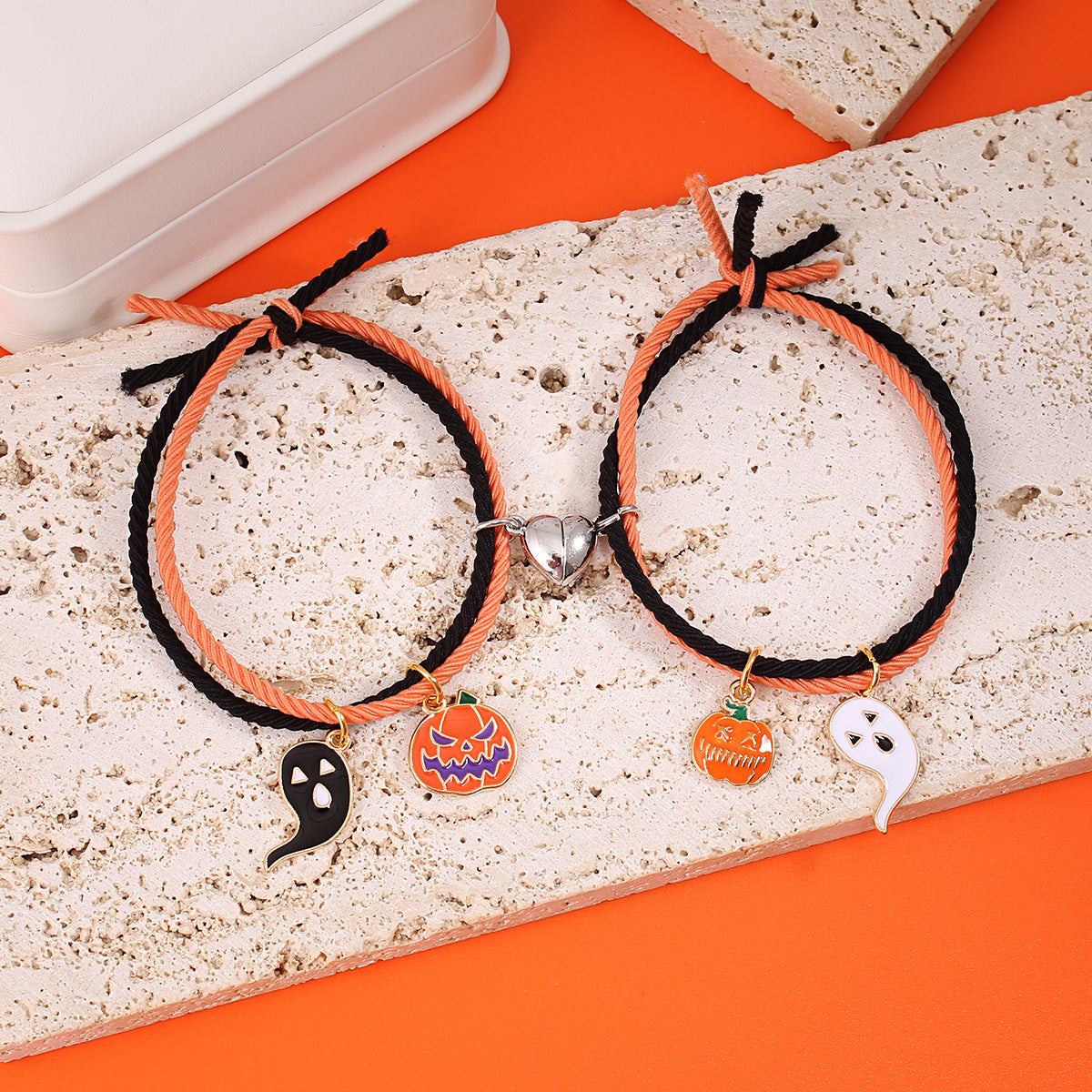 Wholesale   color matching pumpkin ghost pendant love magnet couple bracelet