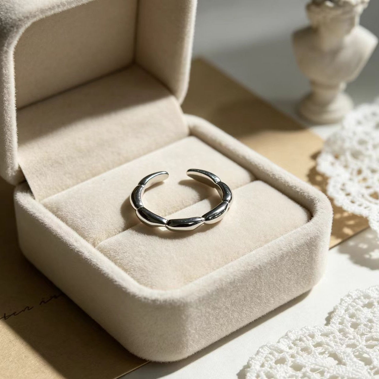 Wholesale Niche High-End Alloy Ring with a Unique Style,  Open Design,  Seven-Bead Ring,  Trendy Ring,  Tiktok Hot Item,  Enamel