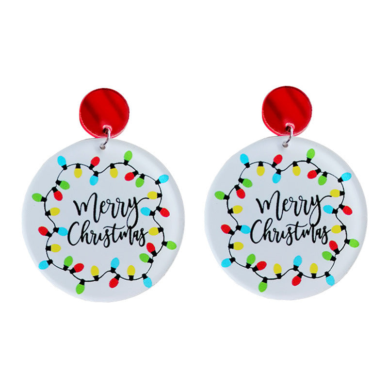 Wholesale 2pairs/pack Colorful Light Round Acrylic Christmas Tree Earrings ACC-ES-HY118