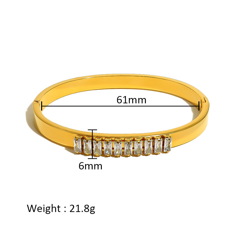 Wholesale Stainless Steel 18K Gold Plated Geometric Star Flower Zircon Bracelet