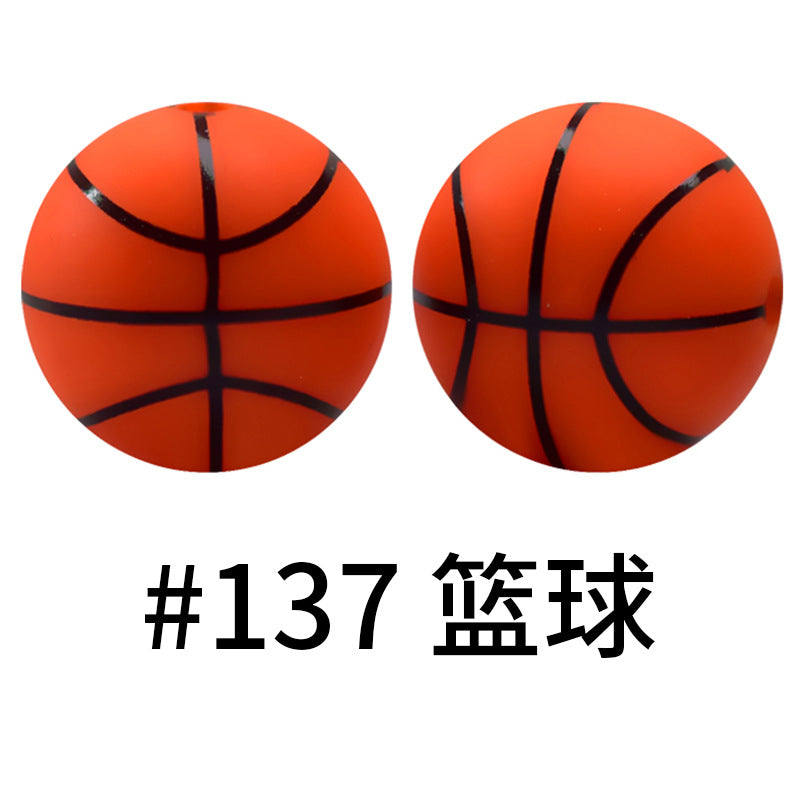 Wholesale 50pcs 15mm Western Style Leopard Skull Color Aztec Printed Silicone Balls Beads ACC-BDS-HeSheng006