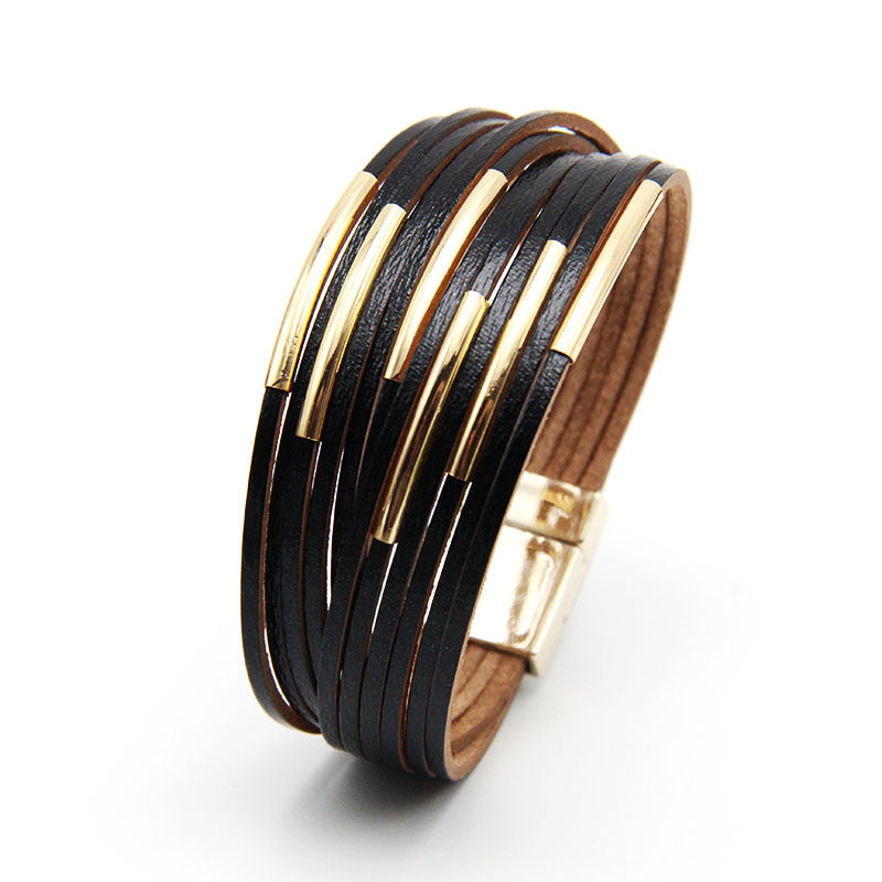 Wholesale multi-layer woven leather bracelet