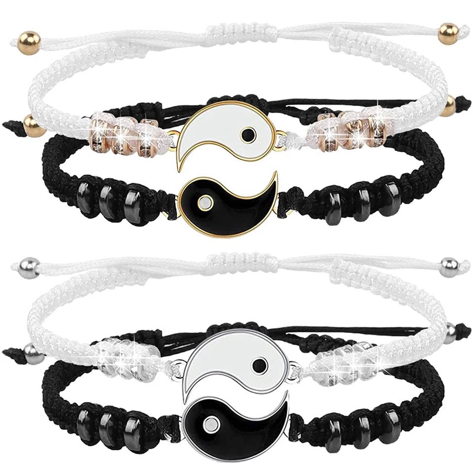 Wholesale Trendy Alloy Handmade Woven Couple Bracelet Set Taiji Bagua Design Gift Resale