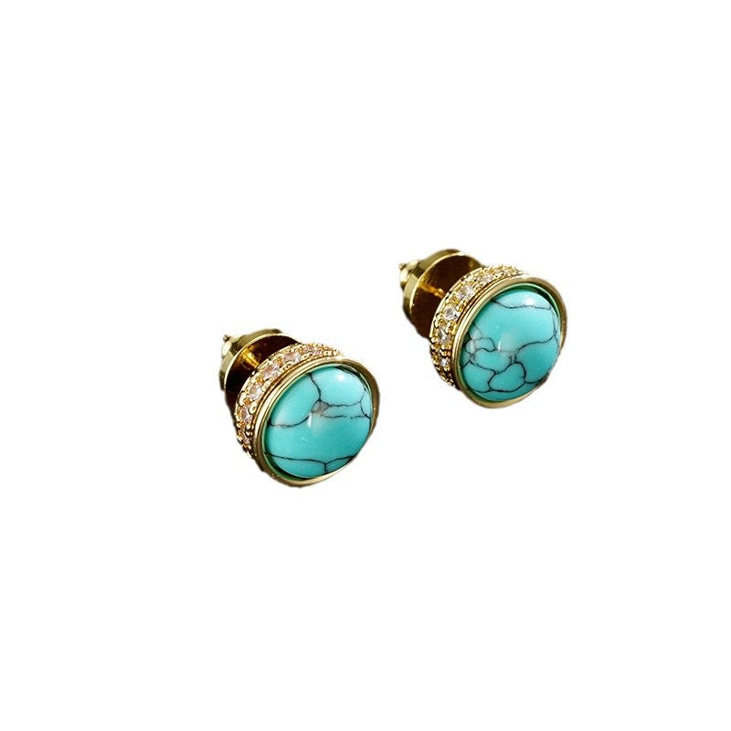 Wholesale round turquoise fashion simple versatile earrings