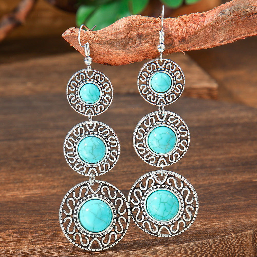 Wholesale Bohemian Turquoise Earrings Zinc Alloy Fashion Accessory Gift for Women