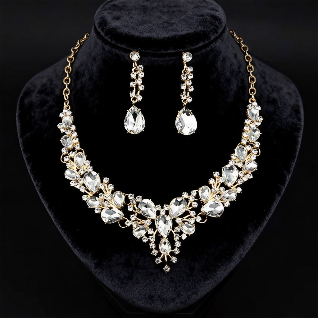 Wholesale Jewelry Set Crystal Accessories Alloy Necklace Earrings