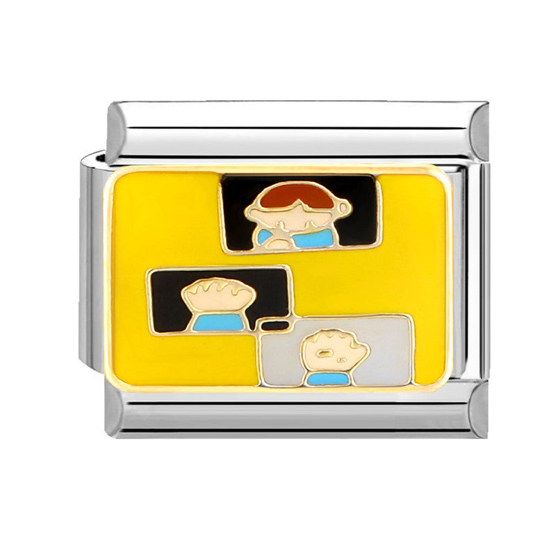 Wholesale Italian Charm Bracelet 9mm DIY Splicing Removable Yellow Element Stainless Steel Composable Bracelet