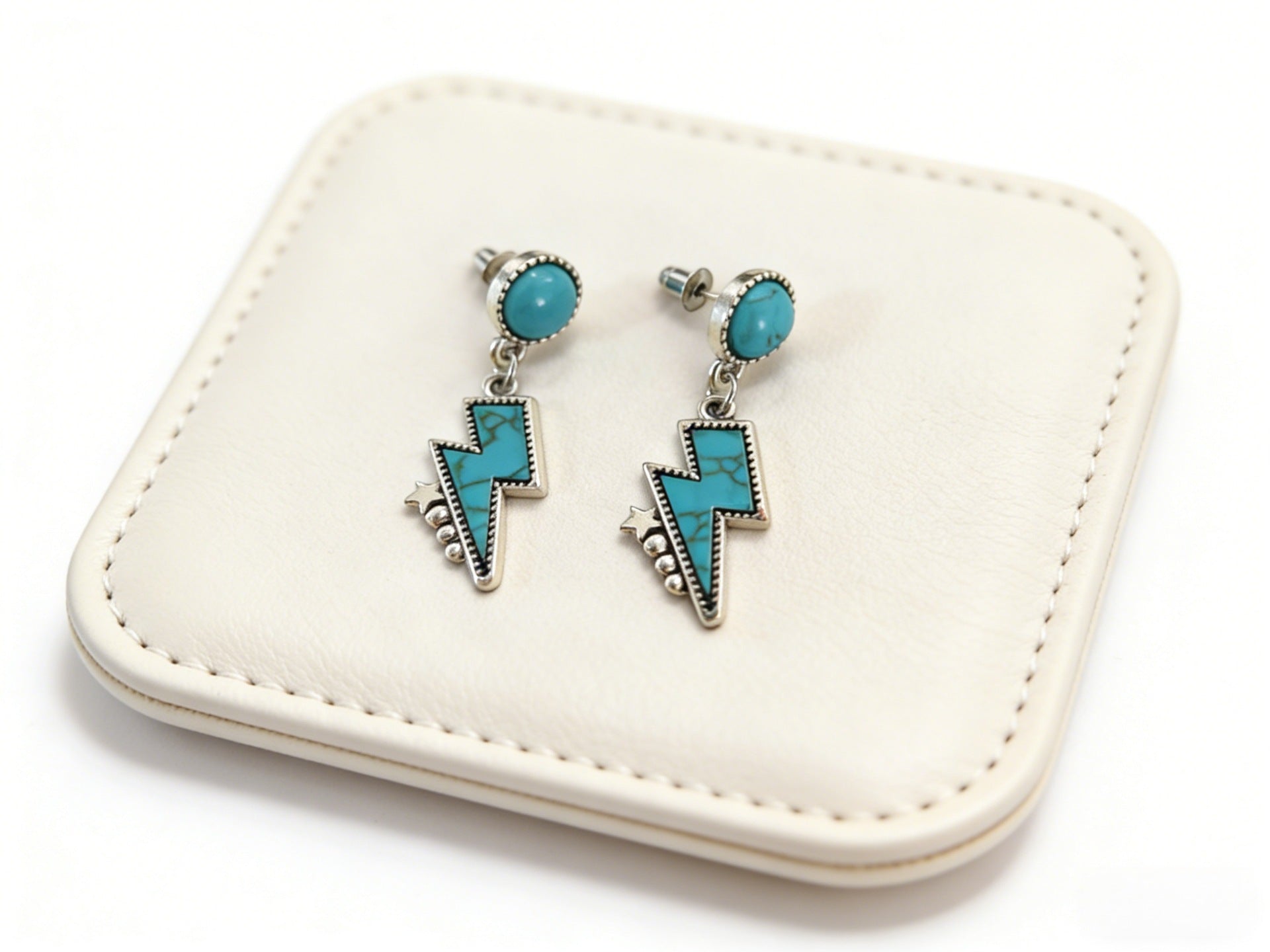 Wholesale Ethnic Style Exaggerated Lightning Five Pointed Star Turquoise Earrings