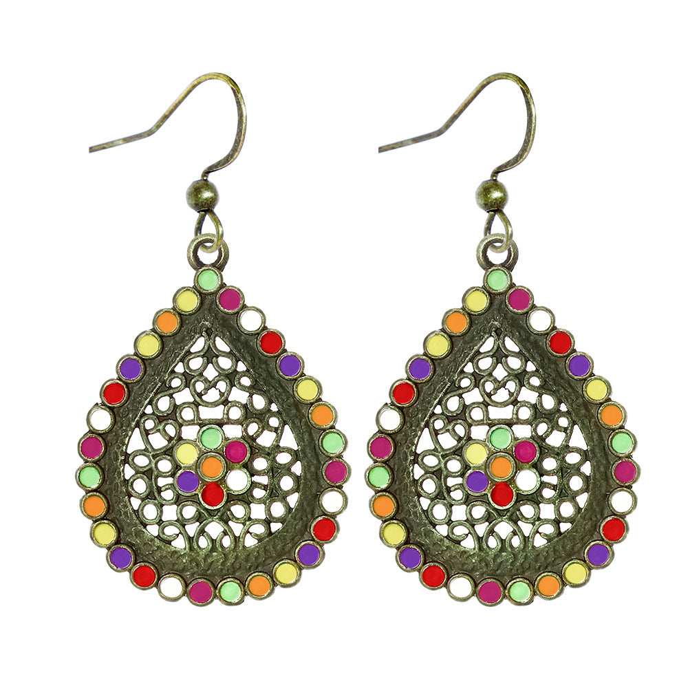 Wholesale Zinc Alloy Bohemian Water Drop Earrings Retro Ethnic Style Jewelry For Women Party Gift