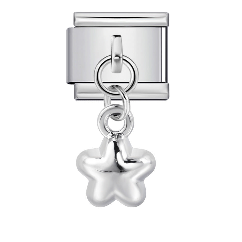 Wholesale Italian Charm Bracelet 9mm DIY Splicing Heart Pendant Stainless Steel Composable Bracelet