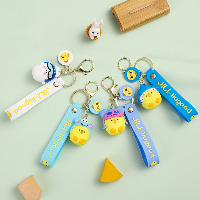 Wholesale Cartoon Chicken PVC Soft Glue Keychain Creative Keychain ACC-KC-XJY002