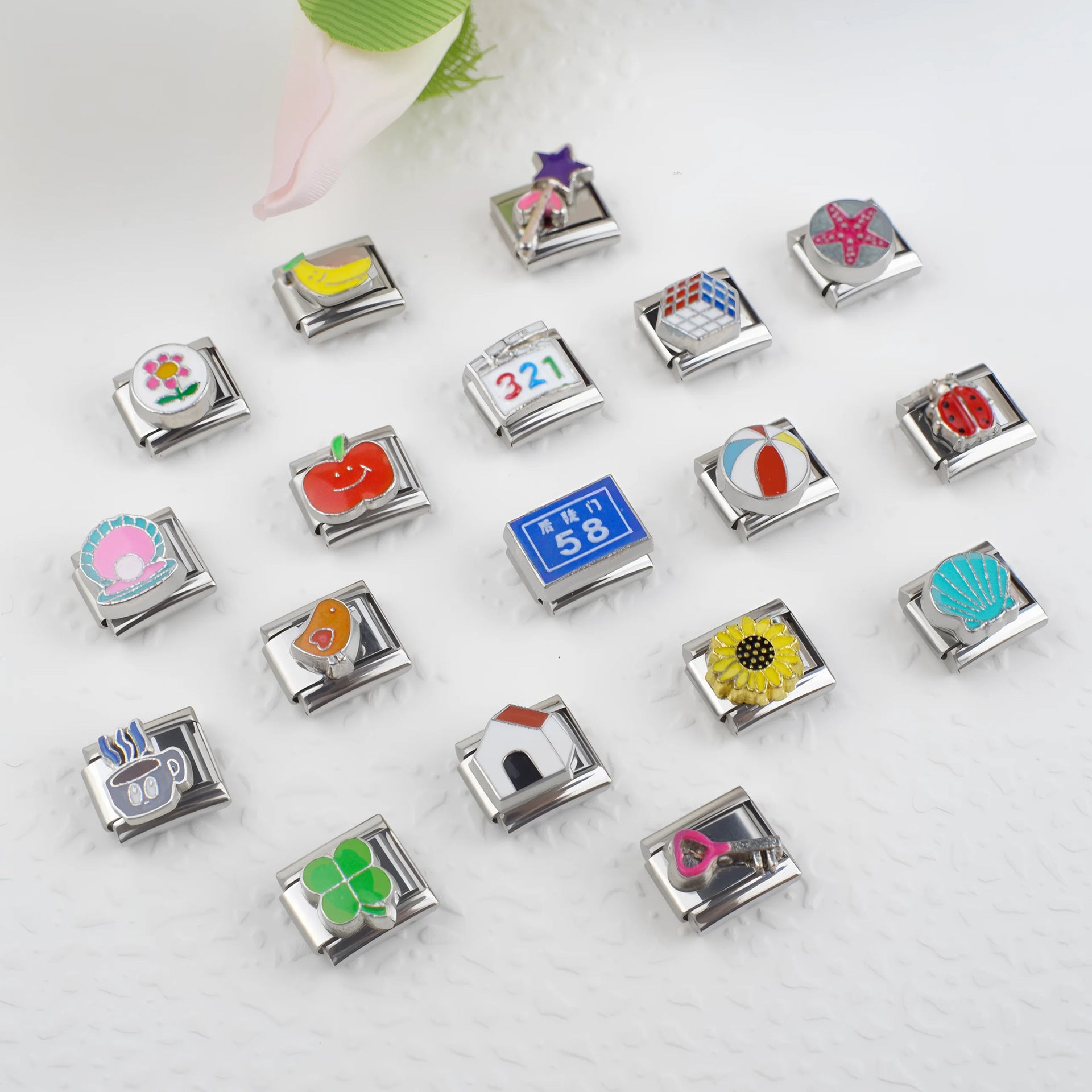 Wholesale 5pcs Italian Charm Bracelet 9mm DIY Splicing Creative Pattern Stainless Steel Composable Bracelet