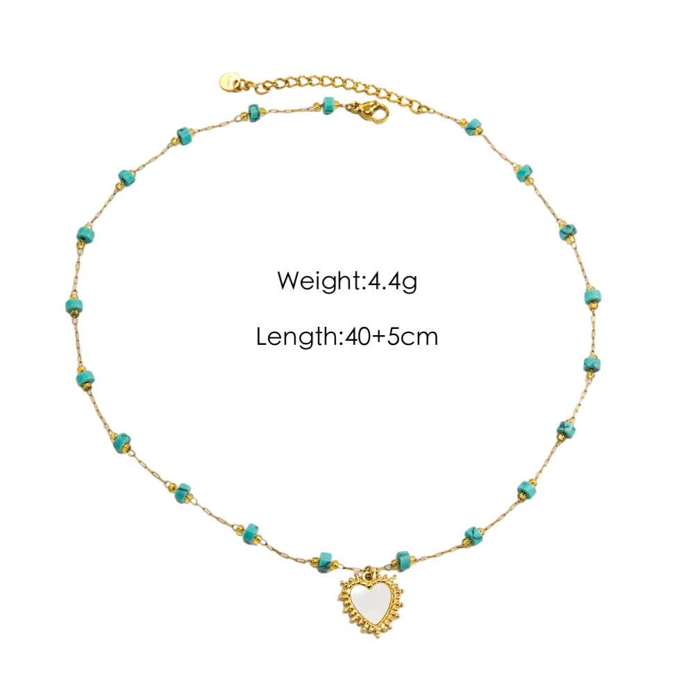 Wholesale  Light Luxury  Colorful Gravel Beaded Natural Pearl Beaded 14K Gold Stainless Steel Pendant  Necklace