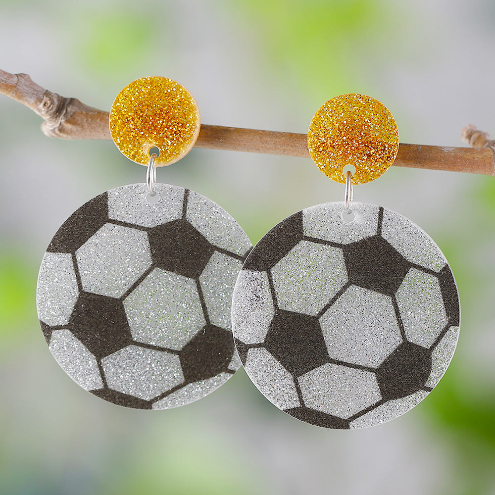 Wholesale Ball acrylic sequin-panelled drop earrings