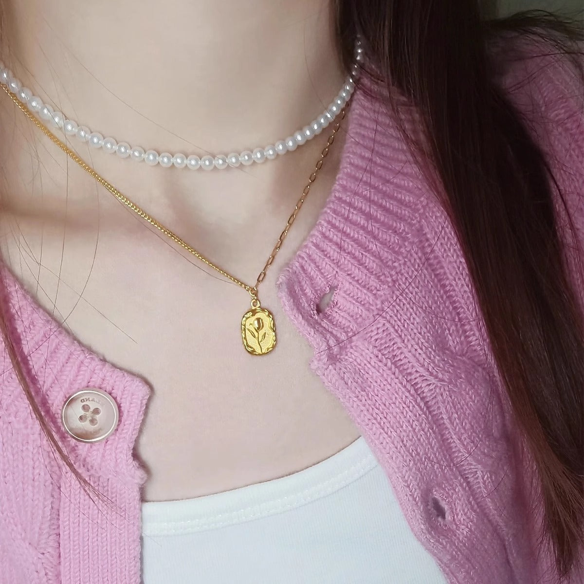 Wholesale Gold Tulip Necklace AB Clavicle Chain