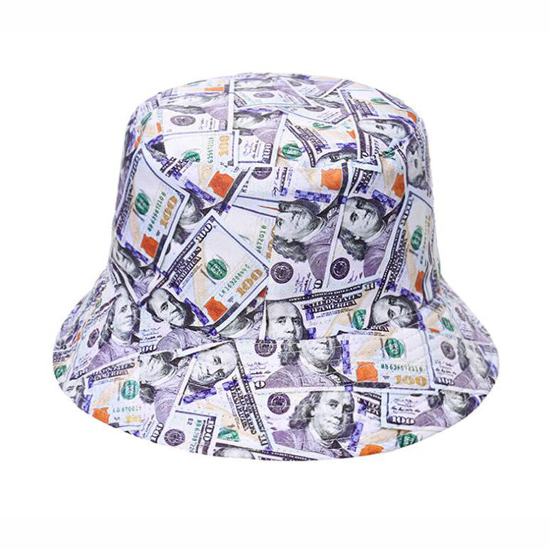 Wholesale  US dollar printed basin hat  protection sun hat bucket hat