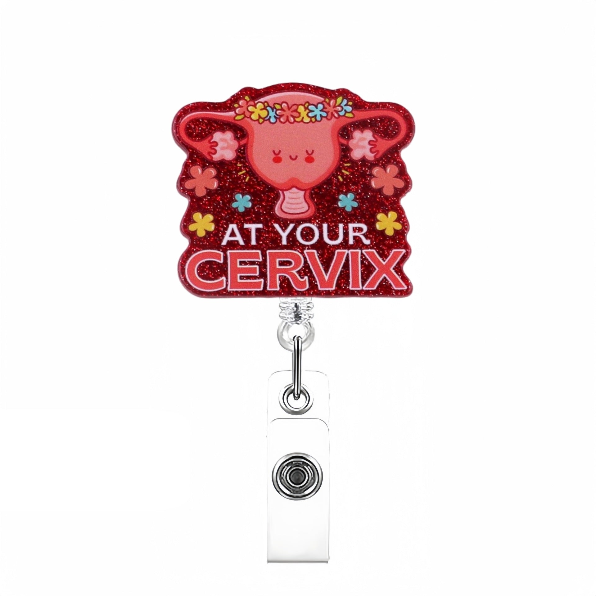 Wholesale Creative pattern acrylic Retractable Rotating Badge Keychain