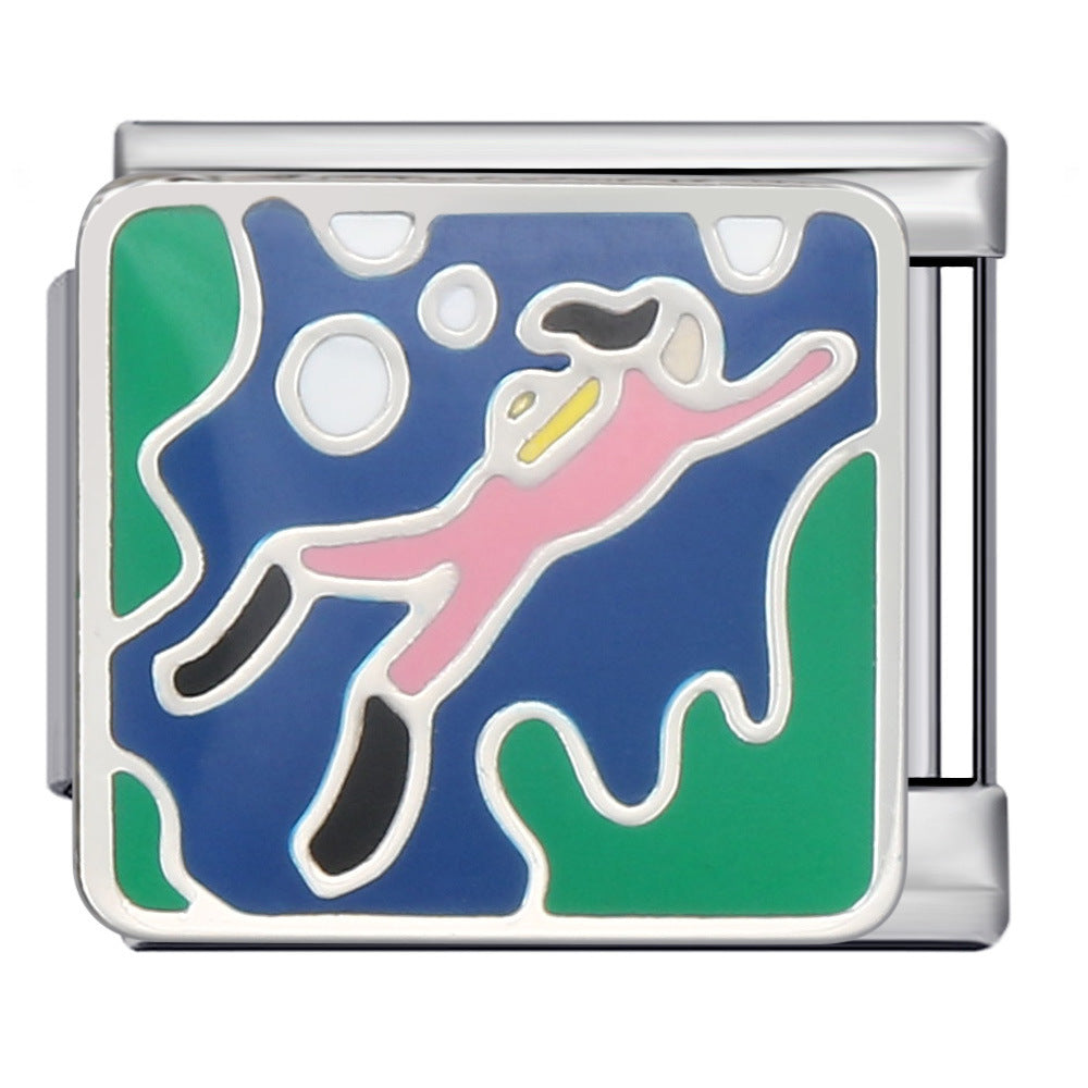 Wholesale Italian Charm Bracelet 9mm DIY Splicing Removable Undersea Life Stainless Steel Composable Bracelet