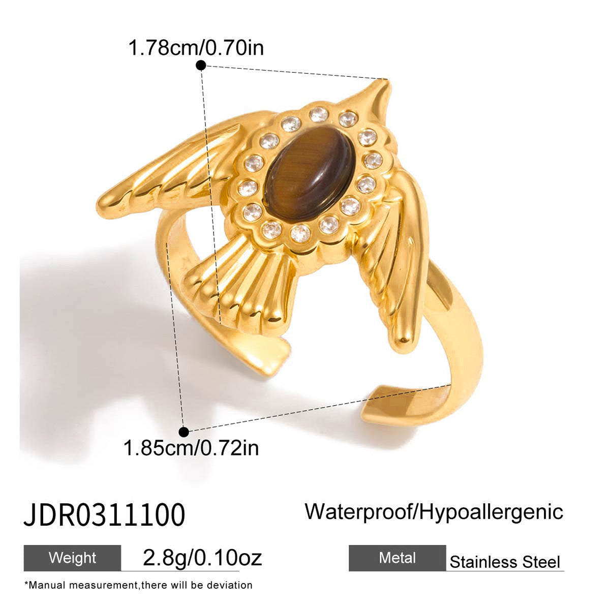 Wholesale 18K Stainless Steel Tiger Eye Dove Jewelry Set