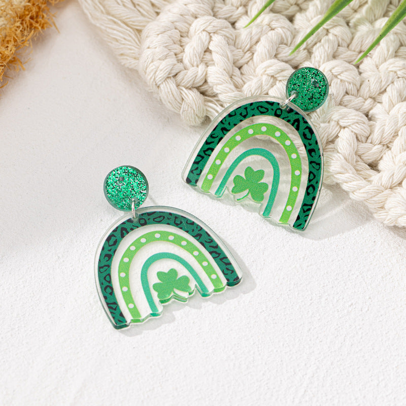 Wholesale St. Patrick's Day Acrylic Green Shamrock Earrings