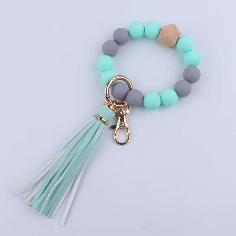 Wholesale Food grade silicone beaded bracelet keychain accessories