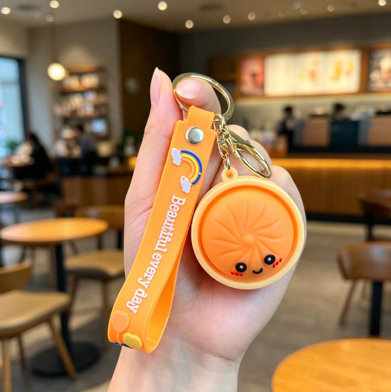 Wholesale PVC Cute Steamed Bun Keychain Pendant - Creative Xiaolongbao Design Car Keychain Bag Charm