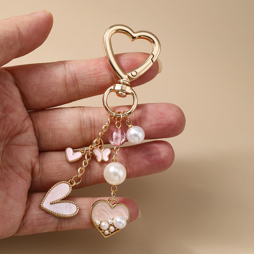 Wholesale Alloy Pearl Heart Flower Butterfly Keychain