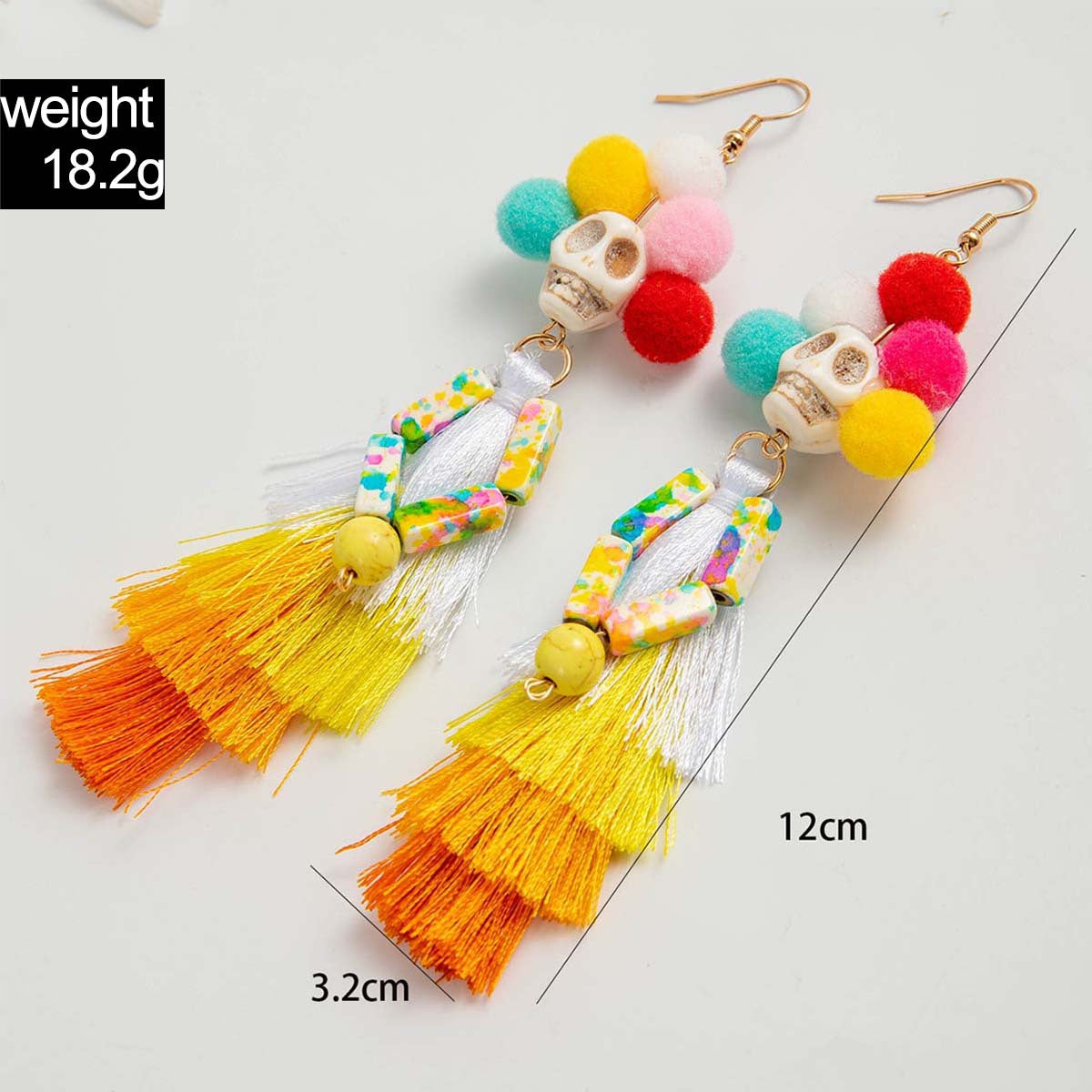 Wholesale   funny  skull tassel rice beads earrings