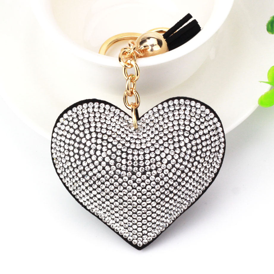 Wholesale 12pcs Heart Shape Hot Diamond Leather Keychain ACC-KC-DC001