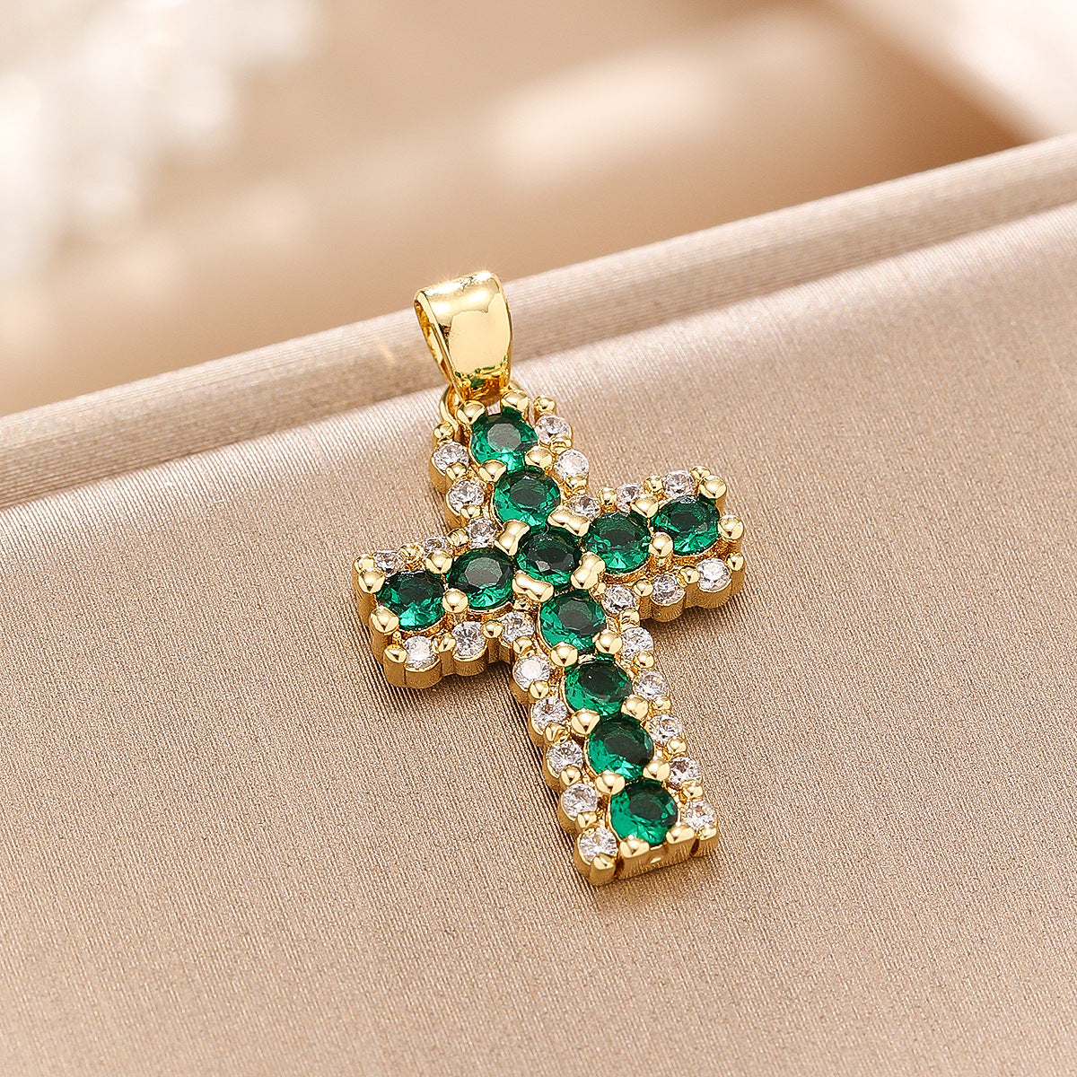 Wholesale Cross Pendant Necklace with Zircon Accent Trendy Jewelry Boutique Resale
