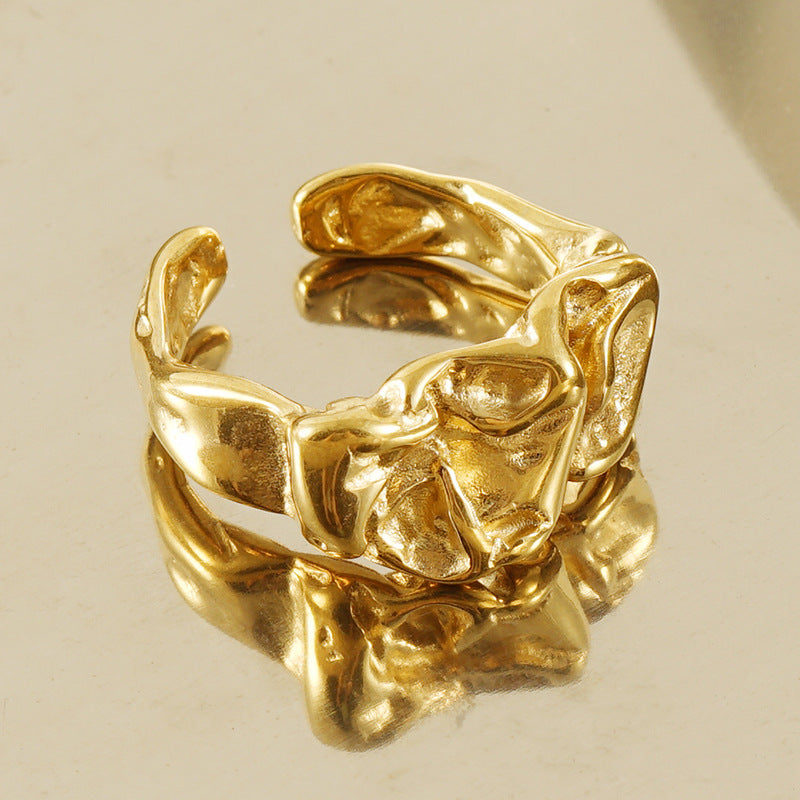 Wholesale Titanium steel personalized pleated open ring