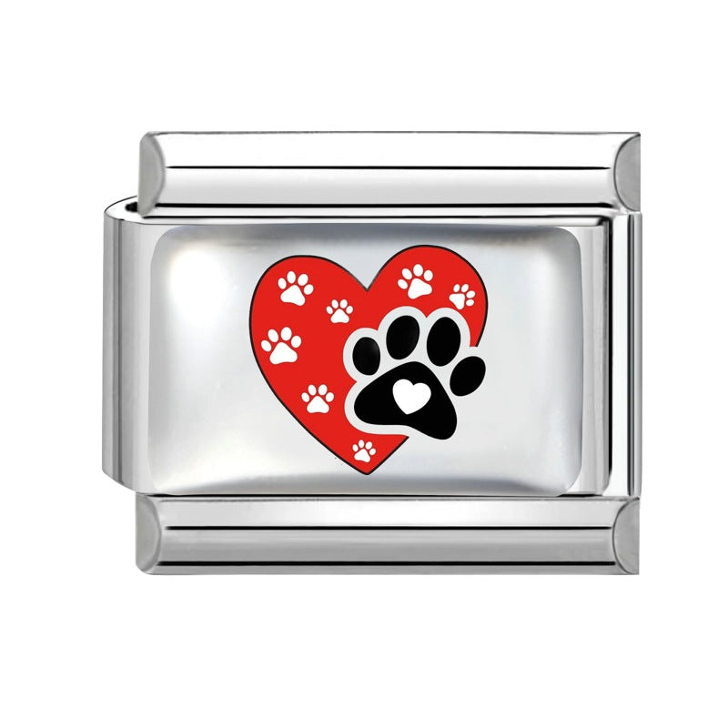 Wholesale Stainless Steel Paw Print Heart Charm For DIY Bracelet Jewelry Making