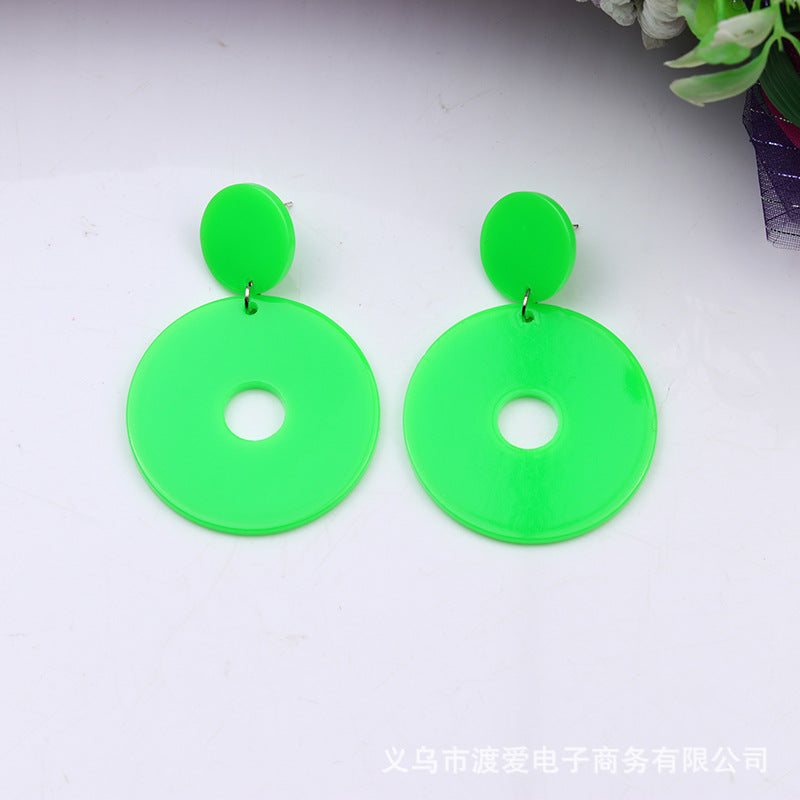 Wholesale  12-Color Round Cut Out Acrylic Earrings