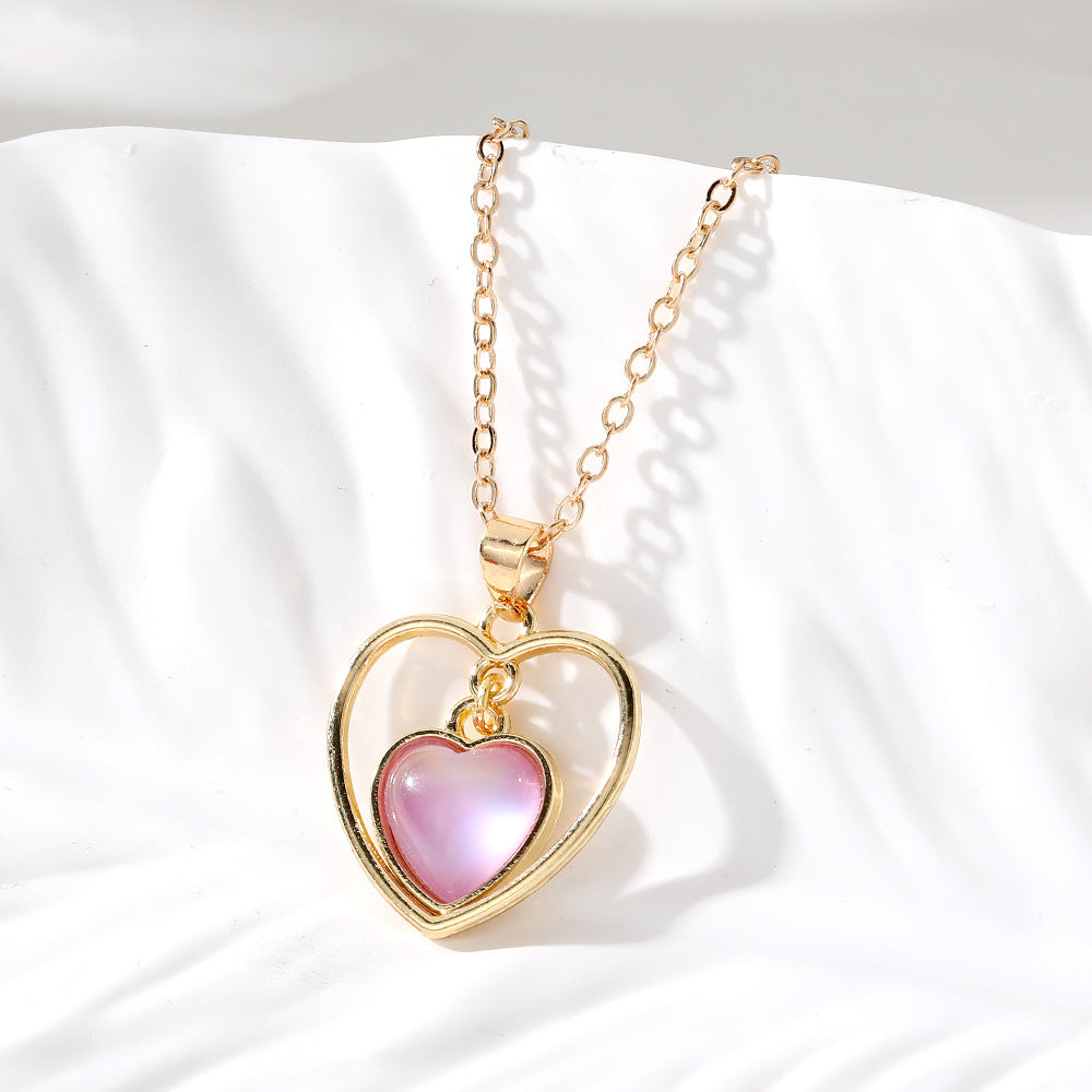 Wholesale Korean Style Hollow Heart Pendant Necklace Trendy Fashion Layering Jewelry Gift