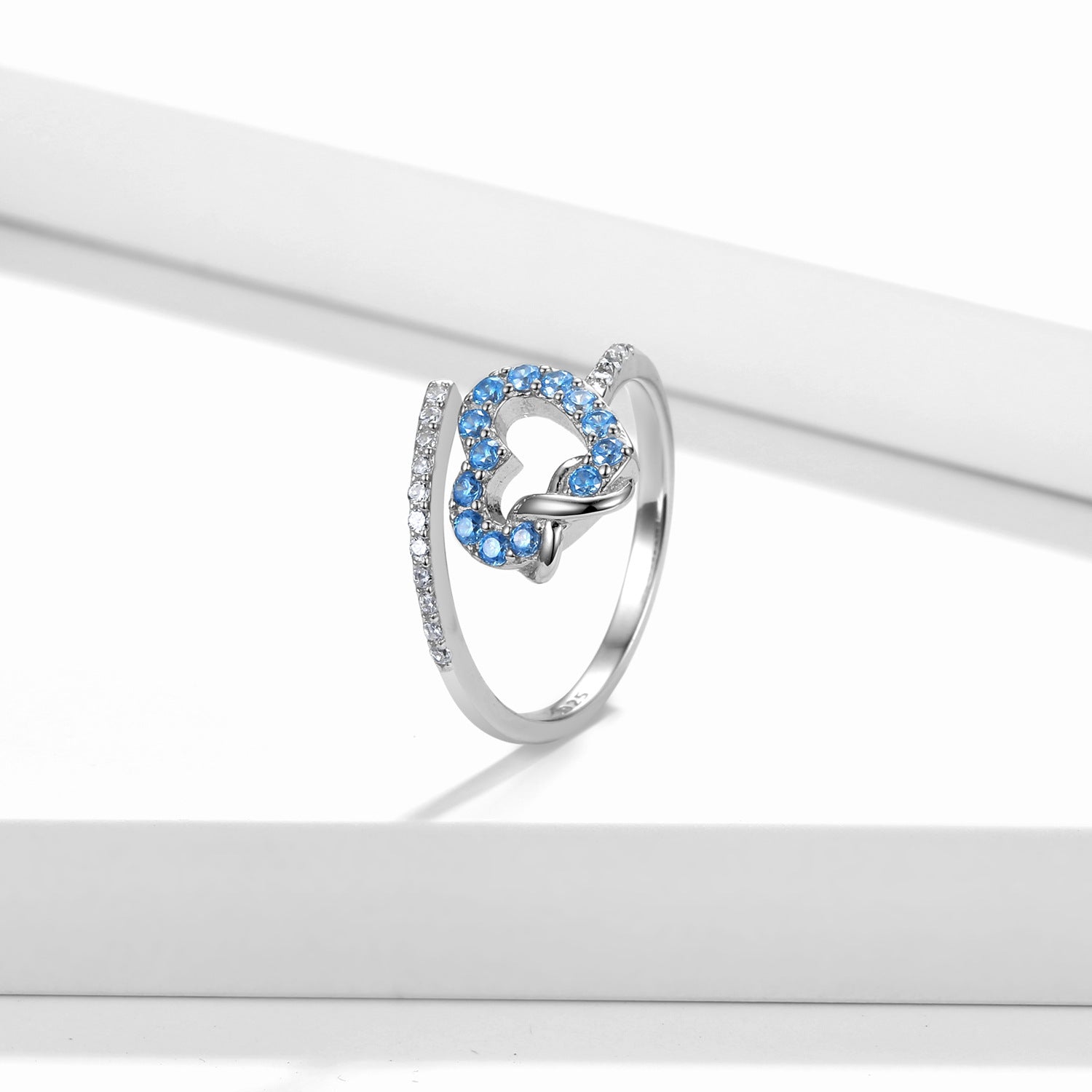 Wholesale Blue Infinity Love S925 Sterling Silver Open Rings ACC-RS-MC001