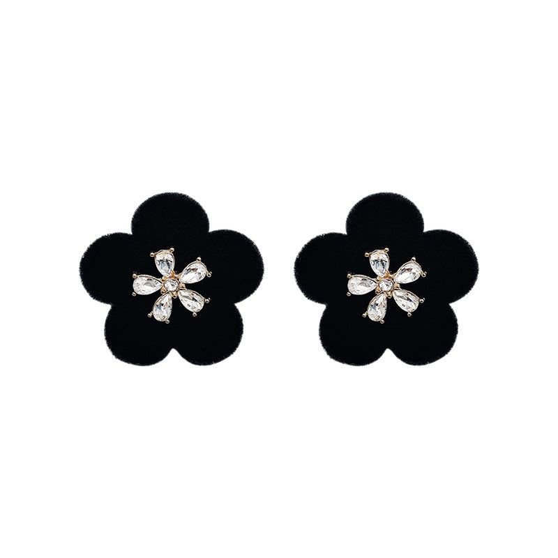 Wholesale 925 silver needle flocking plush earrings literary exaggerated earrings