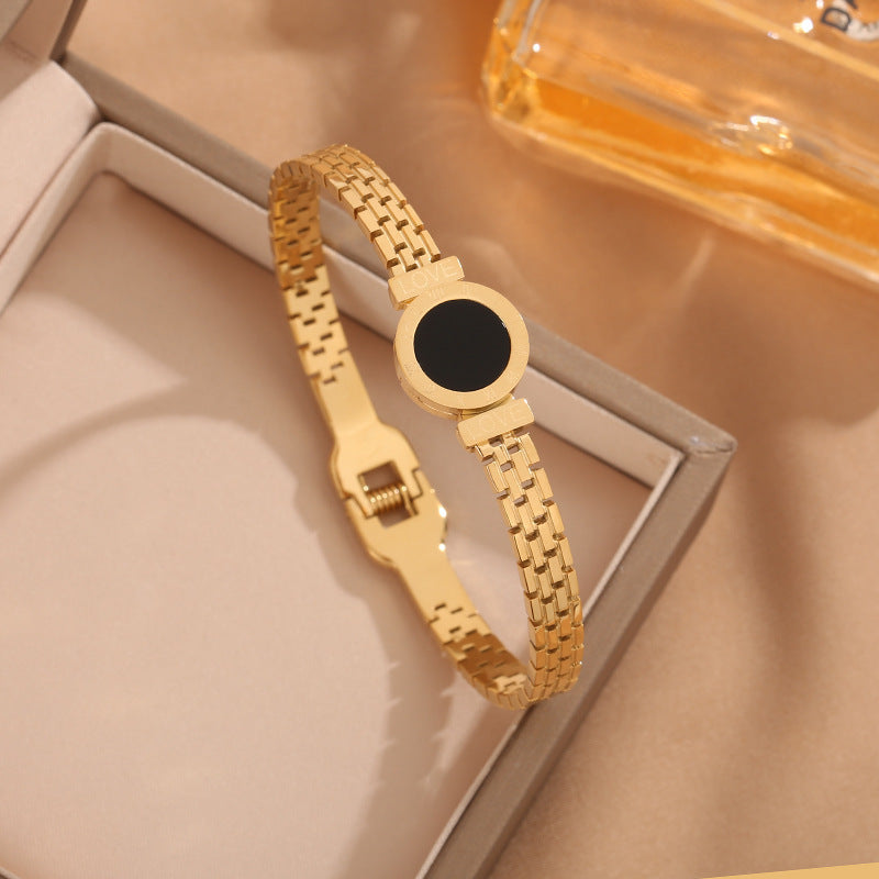 Wholesale Titanium Steel Diamond Gold Four Leaf Clover Bracelet ACC-BT-Liyan003