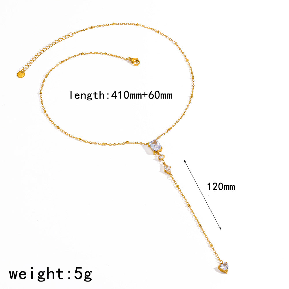 Wholesale Stainless steel necklace with multiple inlaid diamonds