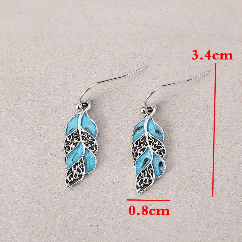Wholesale Alloy Peacock Feather Earrings Retro Bohemian Trendy Jewelry Accessory