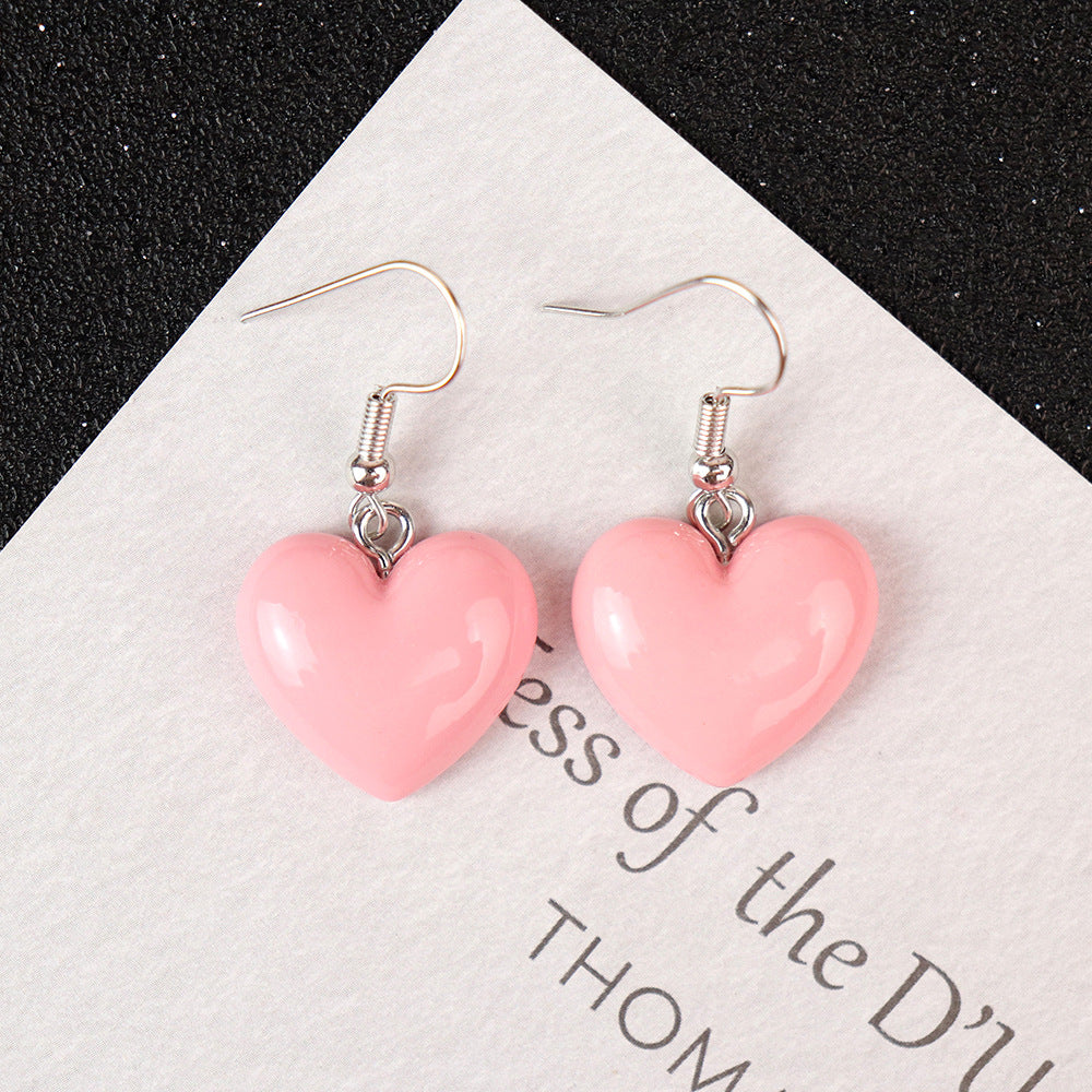 Wholesale Valentine' s Day Resin Flat Pearl Heart Earrings
