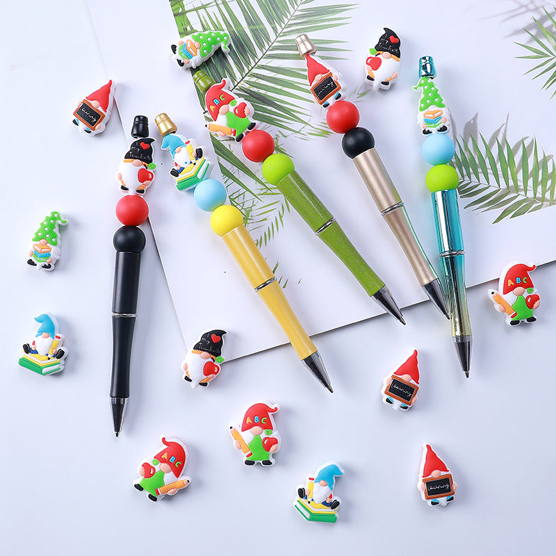 Wholesale 20pcs Cartoon Pencil Teacher Silicone Beads Focal Beads DIY Beading Accessories ACC-BDS-RongFa002