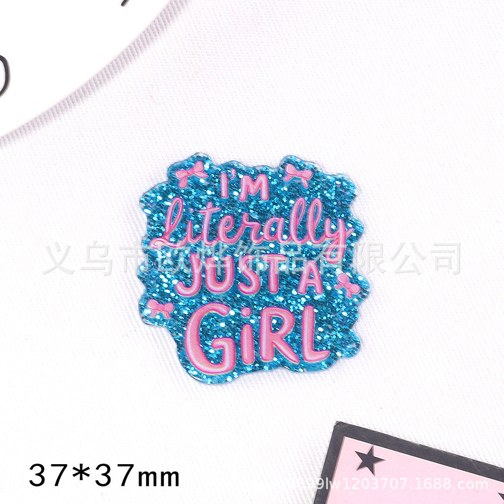 Wholesale 10pcs DIY Flatback cartoon letters cute Acrylic Flatback Badge Reels Retractable Keychain DIY Accessories