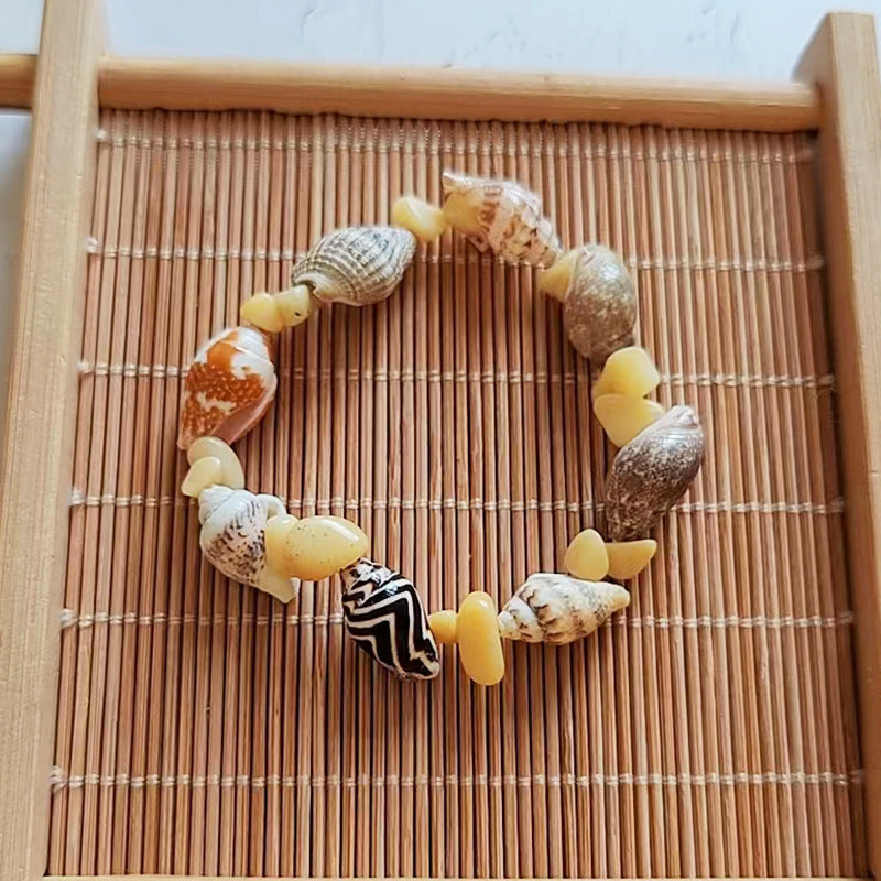 Wholesale Natural Gravel Amethyst Pink Quartz Strawberry Crystal Conch Shell Bracelet ACC-BT-Youl005