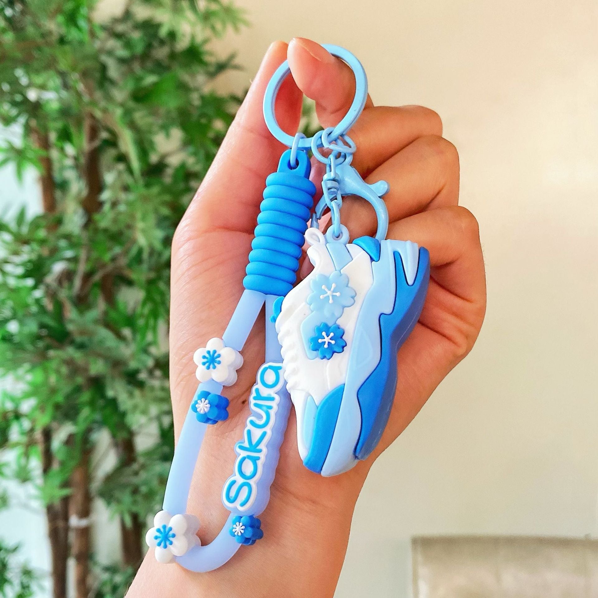 Wholesale Cartoon Cherry Blossom Rabbit Running Shoes Silicone Keychains Creative Keychain ACC-KC-SJ006