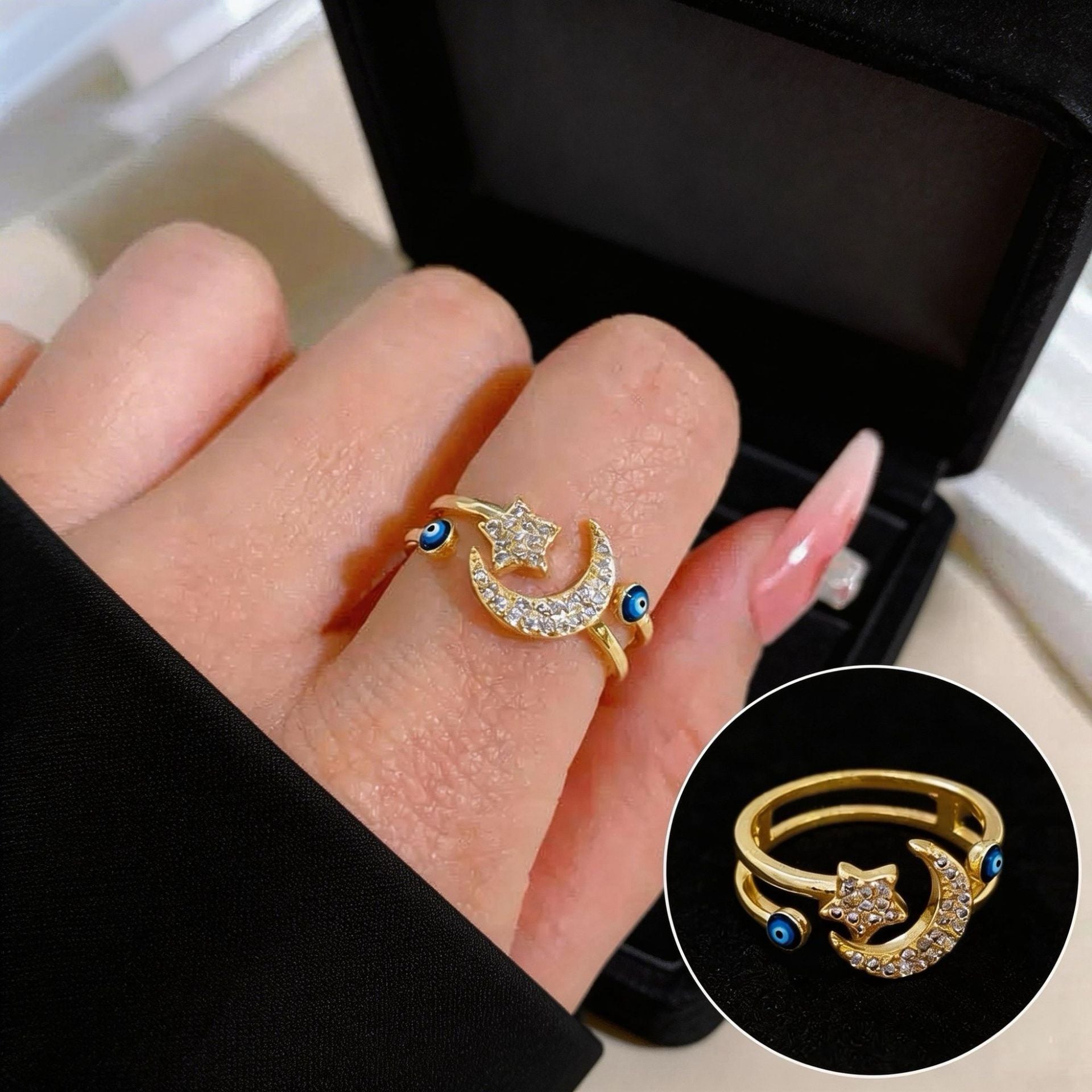 Wholesale Evil Eye Vintage Open Ring Copper Zircon Enamel Ring Fashion Jewelry Accessory For Everyday Wear